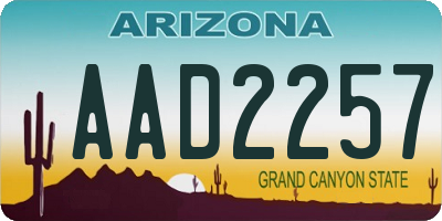 AZ license plate AAD2257