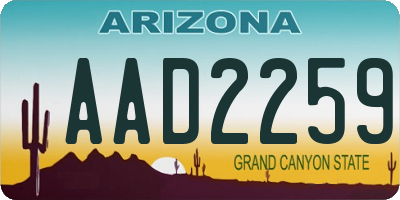 AZ license plate AAD2259