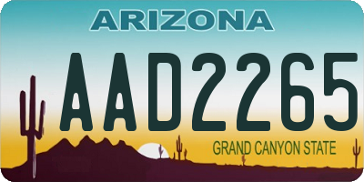 AZ license plate AAD2265