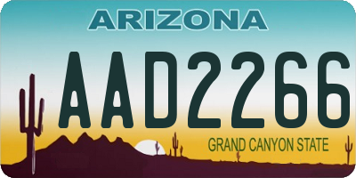 AZ license plate AAD2266
