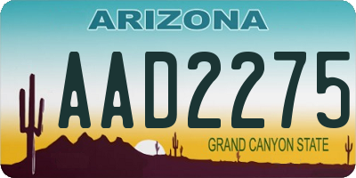 AZ license plate AAD2275