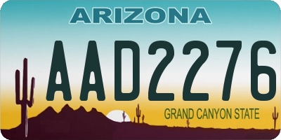 AZ license plate AAD2276