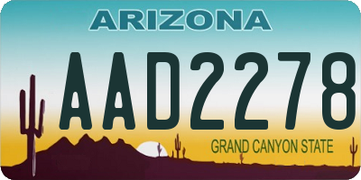 AZ license plate AAD2278