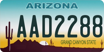 AZ license plate AAD2288