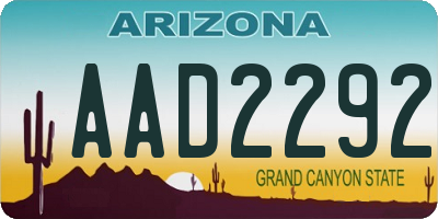 AZ license plate AAD2292