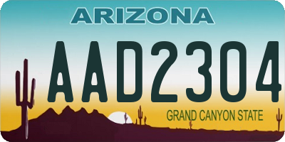 AZ license plate AAD2304