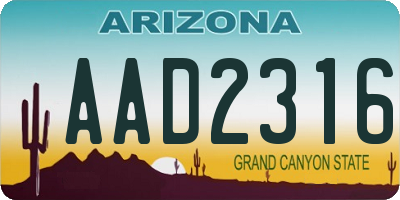 AZ license plate AAD2316