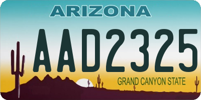 AZ license plate AAD2325