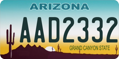 AZ license plate AAD2332