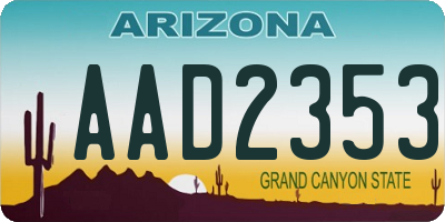 AZ license plate AAD2353