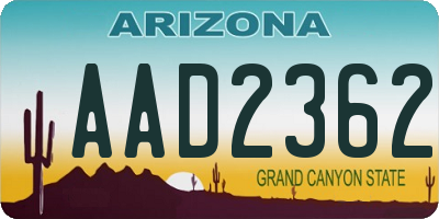 AZ license plate AAD2362