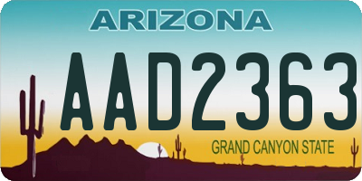 AZ license plate AAD2363