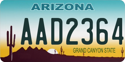 AZ license plate AAD2364