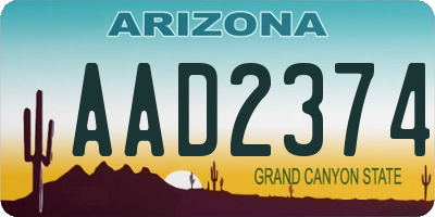 AZ license plate AAD2374