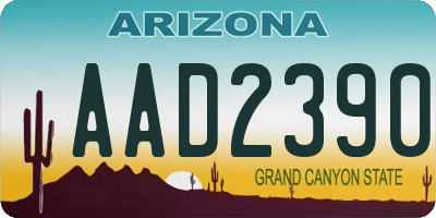 AZ license plate AAD2390