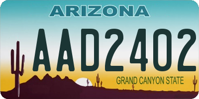 AZ license plate AAD2402