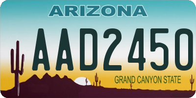 AZ license plate AAD2450