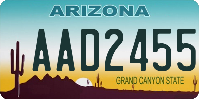 AZ license plate AAD2455