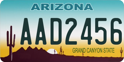 AZ license plate AAD2456
