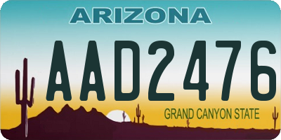 AZ license plate AAD2476