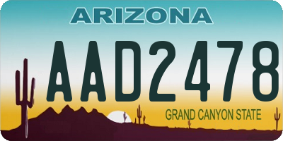 AZ license plate AAD2478