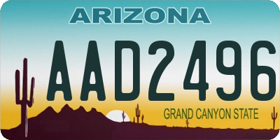 AZ license plate AAD2496