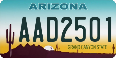 AZ license plate AAD2501