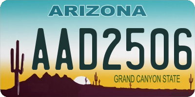 AZ license plate AAD2506