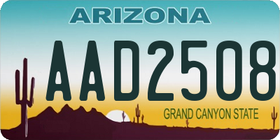 AZ license plate AAD2508