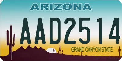 AZ license plate AAD2514