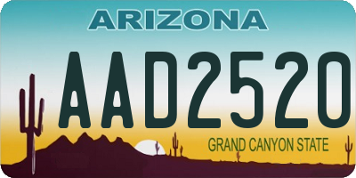 AZ license plate AAD2520