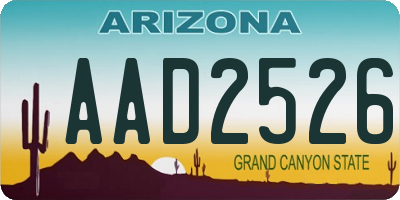 AZ license plate AAD2526