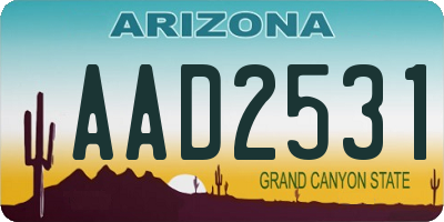 AZ license plate AAD2531