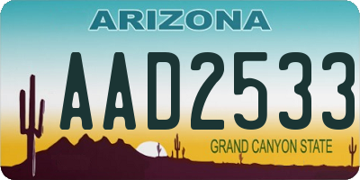 AZ license plate AAD2533