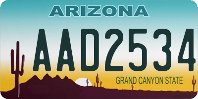 AZ license plate AAD2534