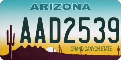 AZ license plate AAD2539