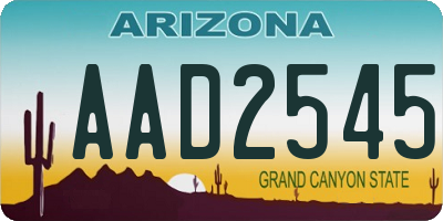 AZ license plate AAD2545