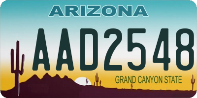 AZ license plate AAD2548