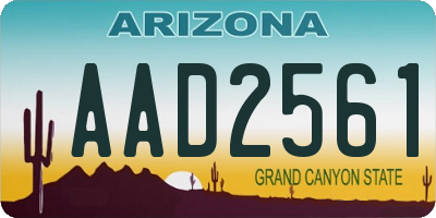 AZ license plate AAD2561