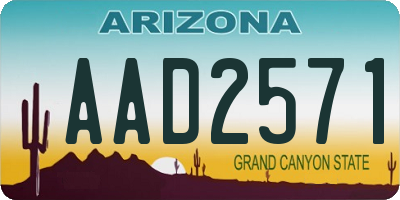 AZ license plate AAD2571