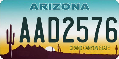 AZ license plate AAD2576