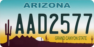 AZ license plate AAD2577