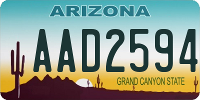 AZ license plate AAD2594