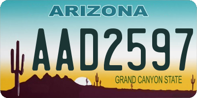 AZ license plate AAD2597