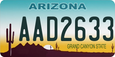 AZ license plate AAD2633