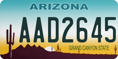 AZ license plate AAD2645