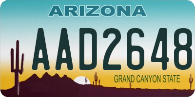 AZ license plate AAD2648