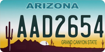 AZ license plate AAD2654