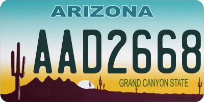 AZ license plate AAD2668