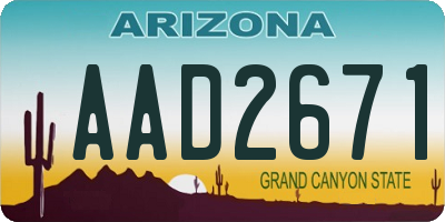 AZ license plate AAD2671